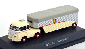 VW T1 RENNTRANSPORTER PORSCHE CONTINENTAL MOTORSPORTS CREME SILVER (ДЛИНА МОДЕЛИ 6-10 СМ)