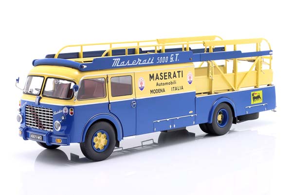 FIAT 642 RN2 BARTOLETTI MASERATI RACE TRANSPORTER 1957 BLUE/YELLOW / ФИАТ 642 ТРАНСПОРТЕР КОМАНДЫ МАЗЕРАТИ (МОДЕЛИ В КУЗОВЕ В КОМПЛЕКТ НЕ ВХОДЯТ)