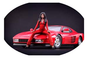 ФИГУРКА КОЛЛЕКЦИОННАЯ GRID GIRL IN RED РУЧНАЯ РАБОТА В МАСШТАБЕ 1:18 СИДЯЩАЯ ДЕВУШКА В КРАСНОМ