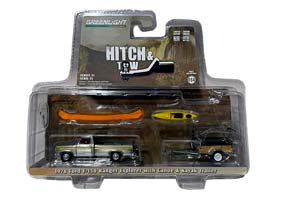FORD F-150 RANGER EXPLORER С ПРИЦЕПОМ ДЛЯ КАНОЕ И КАЯКОМ 1978 MAROON WITH ORANGE EXPLORER STRIPES (GREENLIGHT!!! НЕОКРАШЕННЫЙ)
