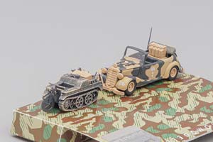 MERCEDES-BENZ 170V INSTANDSETZUNGSFAHRZEUG DER LUFTWAFFE AFRIKACORPS MIT KETTENKRAD (ДЛИНА МОДЕЛИ 3-5 СМ)