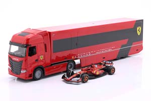 IVECO S-WAY 570 FORMULA 1 RACE CAR TRANSPORTER WITH FERRARI SF-24 #16 LECLERC 2024