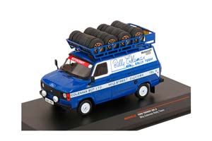 FORD TRANSIT MK II ТЕХНИЧКА "BILLY COLEMAN FORD RALLY TEAM" С БАГАЖНИКОМ И КОЛЕСАМИ НА КРЫШЕ 1975