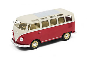 VW VOLKSWAGEN T1 SAMBA BUS 1962 RED WITH WHITE
