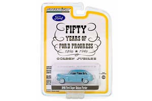 FORD SUPER DELUXE FORDOR "FIFTY YEARS OF FORD PROGRESS - GOLDEN JUBILEE" 1946 BLUE (ДЛИНА МОДЕЛИ 6-10 СМ)