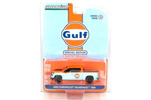 CHEVROLET SILVERADO 1500 Z71 LT TRAIL BOSS ПИКАП "GULF OIL" 2023 BLUE/ORANGE (ДЛИНА МОДЕЛИ 6-10 СМ)