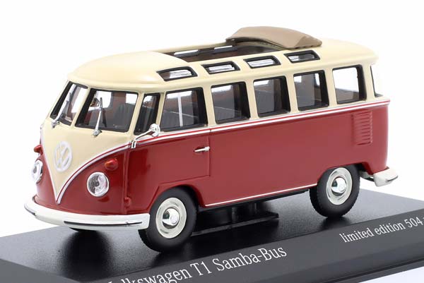 VW VOLKSWAGEN BUS T1 SAMBA 1963 RED CREME