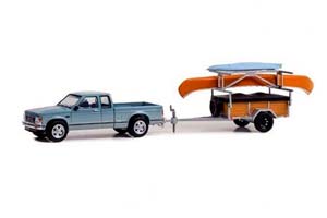 GMC S-15 SIERRA WITH CANOE TRAILER WITH CANOE RACK, CANOE AND KAYAK 1988 (ДЛИНА ПРИМЕРНО 15 СМ)