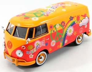 VW VOLKSWAGEN T1 TYPE 2 VAN FLOWER PROWER 1962, ORANGE RED