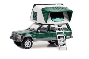 JEEP CHEROKEE LAREDO 4Х4 С ПАЛАТКОЙ 1992 HUNTER GREEN METALLIC (ДЛИНА МОДЕЛИ 6-10 СМ)