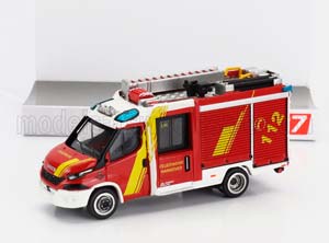 IVECO MAGIRUS DAILY MLF 112 FIRE BRIGADE HANNOVER FEUERWEHR 2023, RED YELLOW BLACK (ДЛИНА МОДЕЛИ 3-5 СМ)