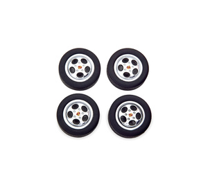 КОЛЕСА ДЛЯ МАСШТАБНОЙ МОДЕЛИ PORSCHE TELEFONFELGE TYRES AND RIMS-SET BLACK SILVER