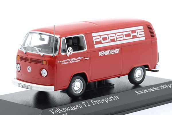 VW VOLKSWAGEN T2 KASTEN PORSCHE RENNDIENST 1972 RED WHITE