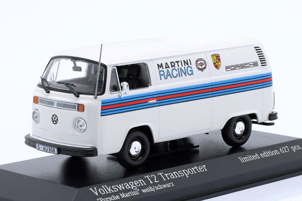 VW VOLKSWAGEN T2 KASTEN MARTINI PORSCHE RENNDIENST 1972 WHITE BLACK
