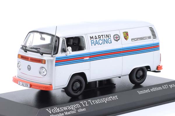 VW VOLKSWAGEN T2 KASTEN MARTINI PORSCHE RENNDIENST 1972 SILVER