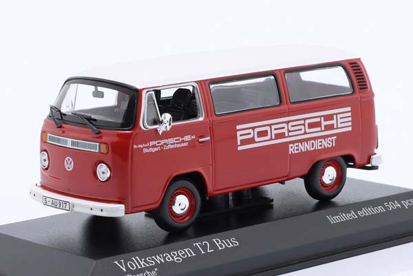 VW VOLKSWAGEN T2 BUS PORSCHE RENNDIENST 1972 RED WHITE