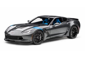 CHEVROLET CORVETTE C7 GRAND SPORT 2017 WATKINS GLEN GRAY METALLIC/BLACK STRIPES/BLUE FENDER HASH MARKS