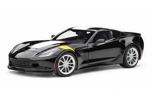 CHEVROLET CORVETTE C7 GRAND SPORT 2017 BLACK/WHITE STRIPES/YELLOW FENDER HASH MARKS