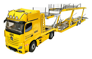 MERCEDES ACTROS GIGASPACE SET WITH LOHR CAR TRANSPORTER SEMI-TRAILER YELLOW BLACK