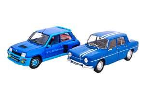 RENAULT R5 TURBO UND R8 GORDINI 1100 SET WITH 2 MODELCARS BLUE LIGHTBLUE AND BLUE WHITE