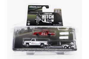 CHEVROLET C-30 PICK-UP CUSTOM DELUXE 1986 WITH TRAILER + MONTE CARLO SS #25 RACING 1986 WHITE/RED / ШЕВРОЛЕ С-30 ПИКАП С ПРИЦЕПОМ И МОНТЕ-КАРЛО SS №25 БЕЛЫЙ/КРАСНЫЙ