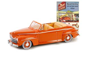 FORD SUPER DELUXE CONVERTIBLE "CHEVRON SUPREME" 1946, ORANGE (ДЛИНА МОДЕЛИ 6-10 СМ)