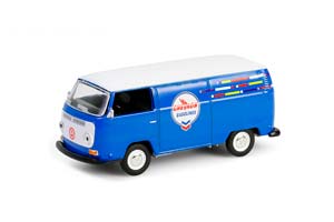 VW VOLKSWAGEN T2 PANEL VAN "CHEVRON 145TH ANNIVERSARY" 1968 BLUE/WHITE (ДЛИНА МОДЕЛИ 6-10 СМ)