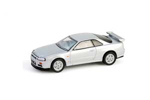 NISSAN SKYLINE V-SPEC (R34) "25TH ANNIVERSARY" 1999 SONIC SILVER (ДЛИНА МОДЕЛИ 6-10 СМ)