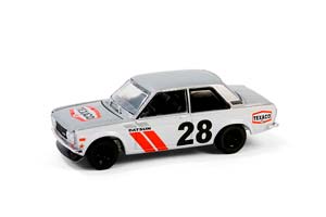 NISSAN DATSUN 510 WIDEBODY #28 "TEXACO" 1970 GREY/SILVER/RED (ДЛИНА МОДЕЛИ 6-10 СМ)
