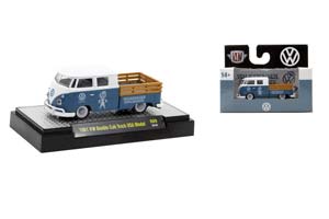VW VOLKSWAGEN DOUBLE CAB TRUCK USA MODEL (1961), BLUE/WHITE (ДЛИНА МОДЕЛИ 6-10 СМ)