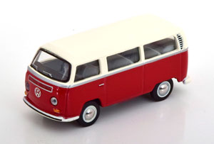 VW T2 BUS RED WHITE (ДЛИНА МОДЕЛИ 6-10 СМ)