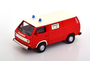 VW T3 LIEFERWAGEN FIRE ENGINE RED WHITE (ДЛИНА МОДЕЛИ 6-10 СМ)