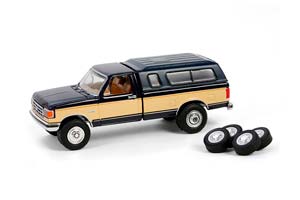 FORD F-150 XLT LARIAT ПИКАП С КУНГОМ И КОМПЛЕКТОМ ЗАПАСНЫХ КОЛЁС 1991 DEEP SHADOW BLUE/TAN (ДЛИНА МОДЕЛИ 6-10 СМ)