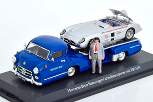 MERCEDES RENNTRANSPORTER SET BLAUES WUNDER WITH 300 SLR BLUE SILVER