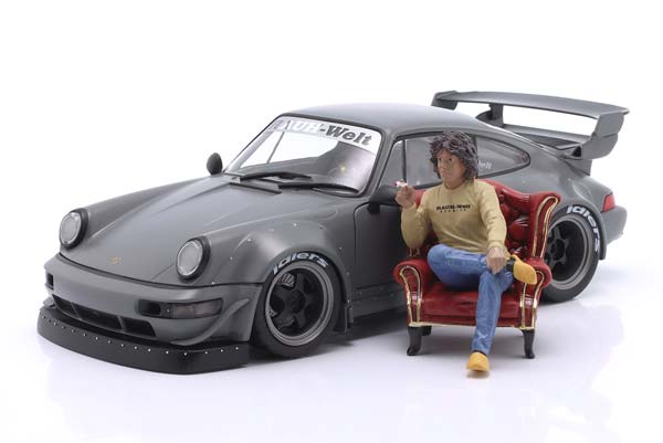 PORSCHE 911 (964) RWB RAUH-WELT BODYKIT 2024 NARDO GREY WITH FIGURE / ПОРШЕ 911 964 РВБ РАУХ-ВЕЛТ БОДЙКИТ НАРДО СЕРЫЙ ФИГУРКА