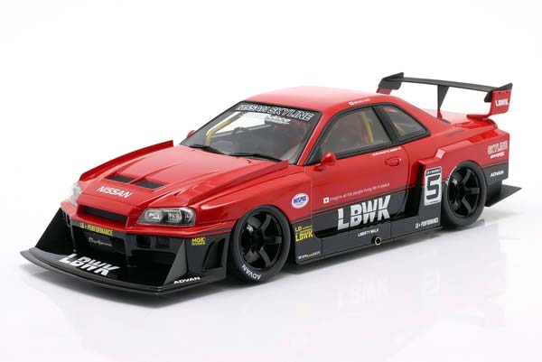 NISSAN SKYLINE R34 GT-R LBWK SUPER SILHOUETTE 2020 RED / BLACK / НИССАН СКАЙЛАЙН R34 ГТ-Р ЛБВК СУПЕР СИЛУЭТ КРАСНЫЙ ЧЕРНЫЙ