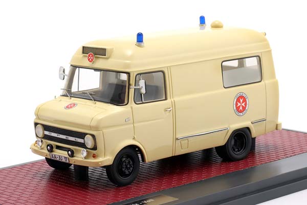 OPEL BLITZ AMBULANCE JOHANNITER AALEN 1965-1975 CREAM WHITE / ОПЕЛЬ БЛИЦ СКОРАЯ ПОМОЩЬ СЛУЖБА ЙОХАННИТЕР ААЛЕН КРЕМОВО-БЕЛЫЙ