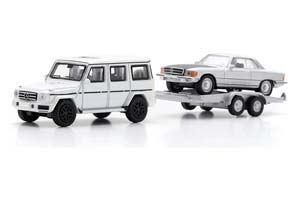 MERCEDES-BENZ G-КЛАСС W463 С ПРИЦЕПОМ-ТРЕЙЛЕРОМ И MERCEDES-BENZ SLC 450 C107 / МЕРСЕДЕС-БЕНЦ W463 СЛК 450 C107 СЕРЕБРИСТЫЙ