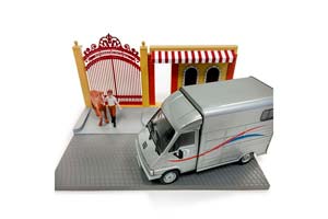 RENAULT MASTER VAN АВТО-ДИОРАМА КОНЕВОД С ФИГУРКОЙ / РЕНО МАСТЕР ФУРГОН СЕРЫЙ
