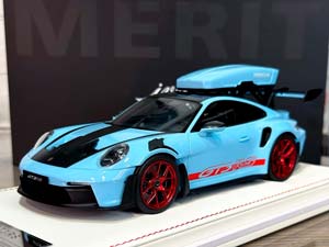 PORSCHE 911 (992) GT3 RS LUGGAGE GULF BLUE/RED LIVERY WITH RED WHEELS / ПОРШЕ 911 992 GT3 RS LUGGAGE GULF BLUE/КРАСНАЯ ЛИВРЕЯ С КРАСНЫМИ КОЛЕСАМИ