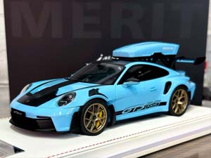 PORSCHE 911 (992) GT3 RS LUGGAGE GULF BLUE/BLACK LIVERY WITH GOLD WHEELS / ПОРШЕ 911 992 GT3 RS LUGGAGE GULF BLUE/ЧЕРНАЯ ЛИВРЕЯ С ЗОЛОТЫМИ КОЛЕСАМИ