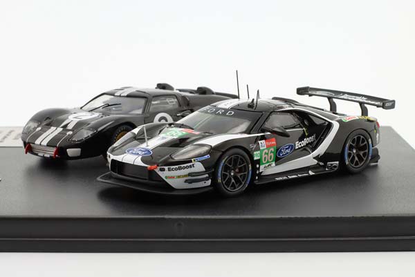 2-CAR SET 24H LEMANS: FORD GT40 #2 1966 & FORD GT #66 2019 / НАБОР ИЗ 2 МОДЕЛЕЙ 24 ЧАСА ЛЕ-МАН ФОРД GT40 ИЗ ФИЛЬМА ФОРД ПРОТИВ ФЕРРАРИ ГТ