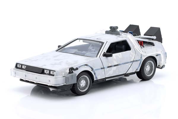 DELOREAN TIME MACHINE FROST EDITION BACK TO THE FUTURE SILVER-GREY JADA TOYS / ДЕЛОРИН ТИМЕ МАЧИНЕ ФРОСТ БАК ФУТУРЕ СИЛВЕР-ГРЕЙ ДЖАДА ТОЙС СЕРЕБРИСТЫЙ