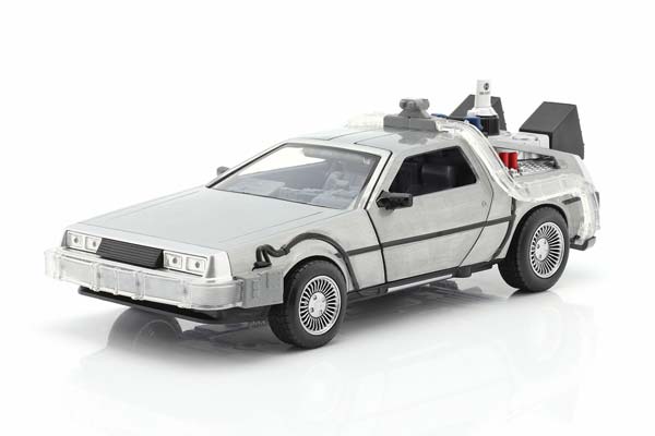 DELOREAN TIME MACHINE FLYING WHEEL VERSION BACK TO THE FUTURE II (1989) SILVER JADA TOYS / ДЕЛОРИН ТИМЕ МАЧИНЕ ФЛЙИНГ КОЛЕСО БАК ФУТУРЕ 2 СЕРЕБРИСТЫЙ ДЖАДА ТОЙС