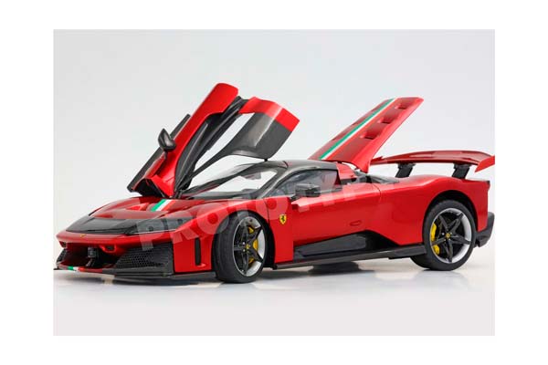 FERRARI F80 METAL DIECAST FULL OPEN ROSSO CORSA BICOLOR WHEELS AND ITALIAN FLAG - POLYFOAM PACK / ФЕРРАРИ Ф80 МЕТАЛ БИКОЛОР КОЛЕСА ИТАЛИАН ФЛАГ 1:18 КРАСНЫЙ