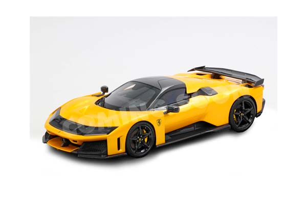 FERRARI F80 METAL DIECAST FULL OPEN GIALLO TRISTRATO WITH CARBON WHEELS AND WING - POLYFOAM PACK / ФЕРРАРИ Ф80 МЕТАЛ ТРИСТРАТО КАРБОН КОЛЕСА ВИНГ 1:18 ЖЕЛТЫЙ