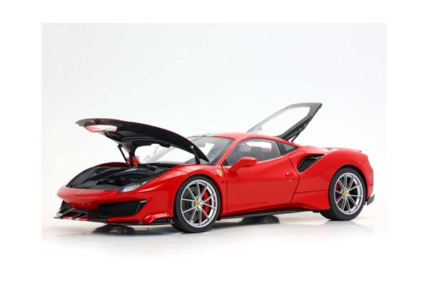FERRARI 488 PISTA - METAL DIECAST - FULL OPEN ROSSO CORSA WITH STRIPE - POLYFOAM PACK / ФЕРРАРИ 488 ПИСТА 1:18 КРАСНЫЙ