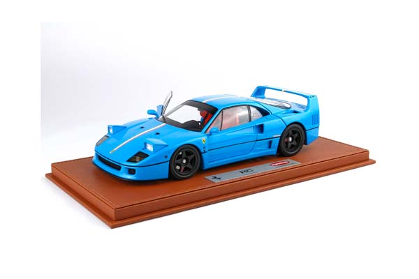 FERRARI F40 LIGHT BLUE WITH ITALIAN FLAG STRIPE AND BLACK RIMS BBR-KYOSHO / ФЕРРАРИ Ф40 ЛИГХТ ИТАЛИАН ФЛАГ ПОЛОСА ДИСКИ ББР-КИОСХО 1:18 ГОЛУБОЙ