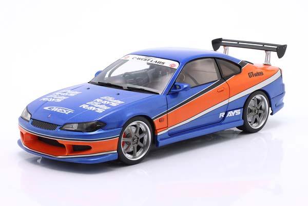 HAN'S NISSAN SILVIA (S15) SPEC-S "MONA LISA" FAST & FURIOUS TOKYO DRIFT (2006) / ХАН НИССАН СИЛЬВИЯ S15 СПЕК-С МОНА ЛИСА ФАСТ ФУРИОУС ТОКЙО ДРИФТ СИНИЙ ОРАНЖЕВЫЙ