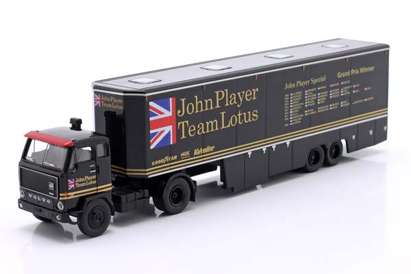 VOLVO F89 RACE TRANSPORTER JOHN PLAYER TEAM LOTUS FORMULA 1 1973 BLACK / ВОЛЬВО F89 РАКЕ ТРАНСПОРТЕР ДЖОХН ПЛАЙЕР КОМАНДА ЛОТУС ФОРМУЛА-1 ЧЕРНЫЙ